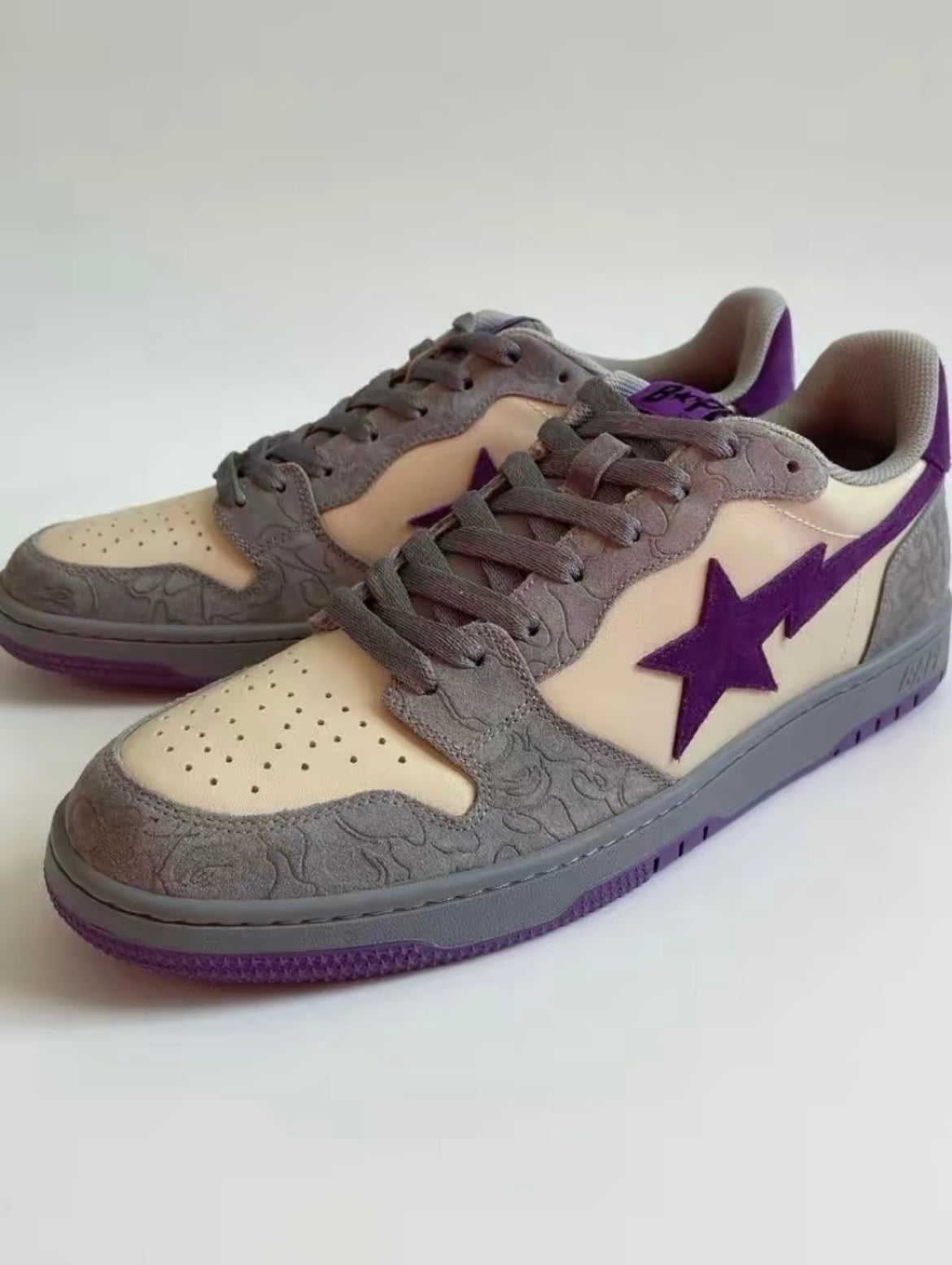 BAPE SK8 Sta Sneakers in White Purple - product image from the listing.