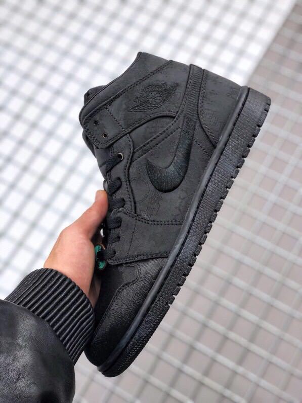 CLOT x Air Jordan 1 Mid Fearless Sneakers in Black - product image from the listing.