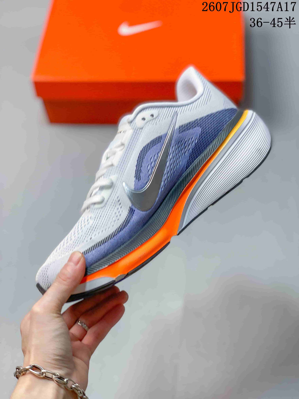 Nike Air Zoom Pegasus 42 Running Shoes in White Blue Orange - product image from the listing.