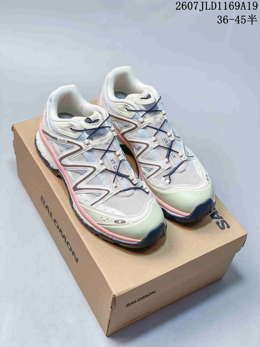 Salomon XT-Quest Trail Sneakers in White Pink Green 2607JLD1169A19 - product image from the listing.