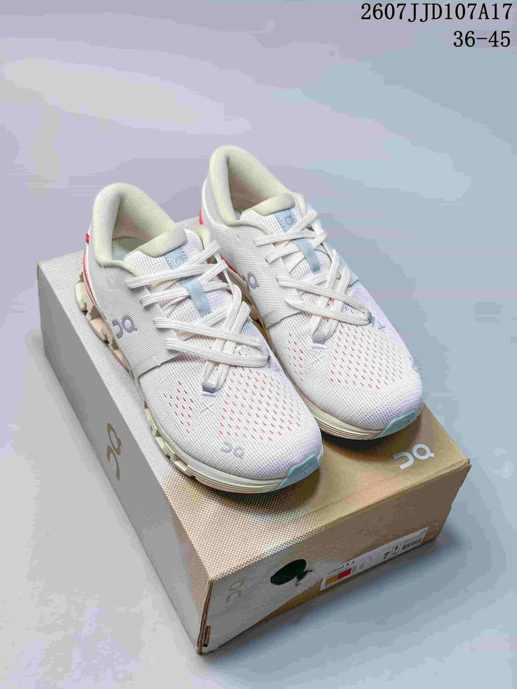 On Cloud X 4 AD Sneakers in White Light Blue Red - product image from the listing.