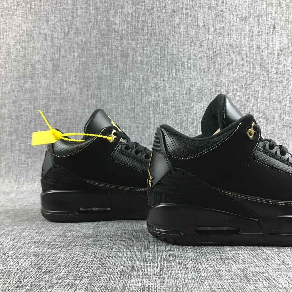 Air Jordan 3 BHM High-Top Sneakers in Black and Metallic Gold - product image from the listing.