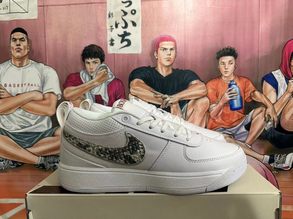 Nike Court Low Trainers White with Snakeskin-Print Swoosh - product image from the listing.