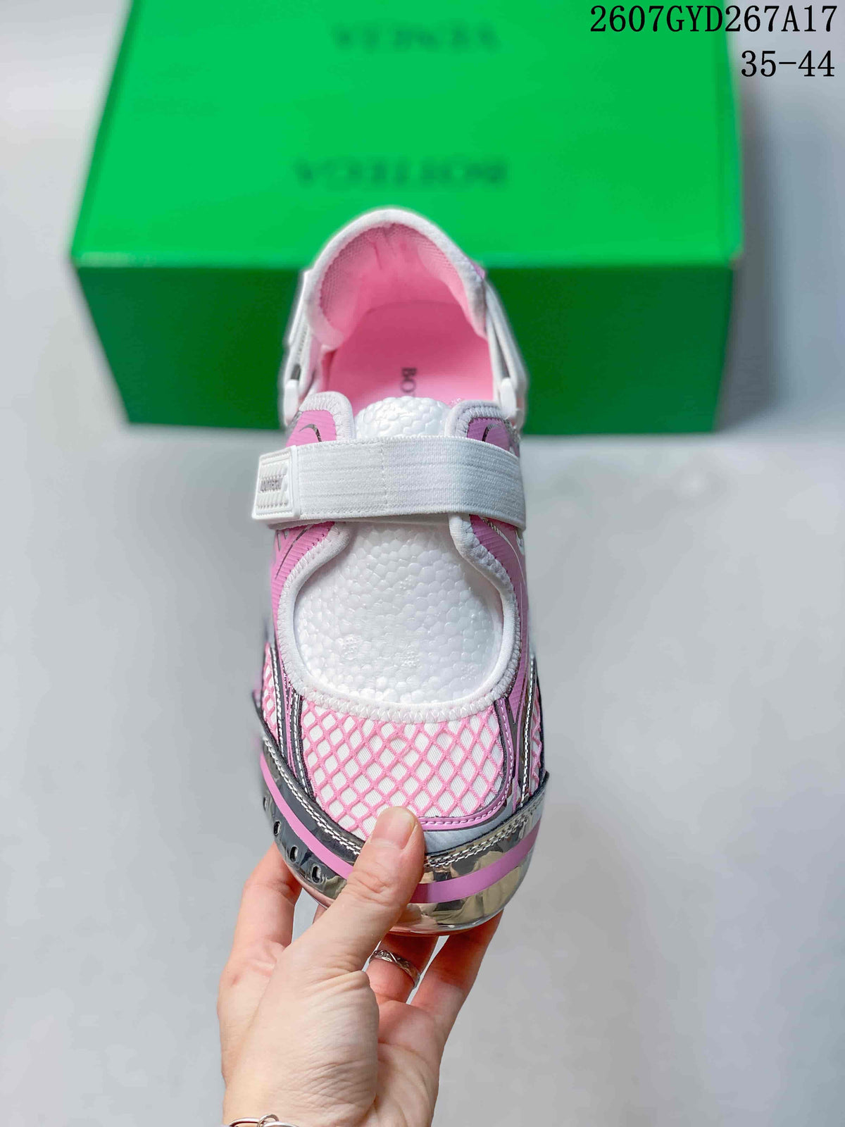 Bottega Veneta Orbit Flash Mary Jane Sneakers in Silver White - product image from the listing.