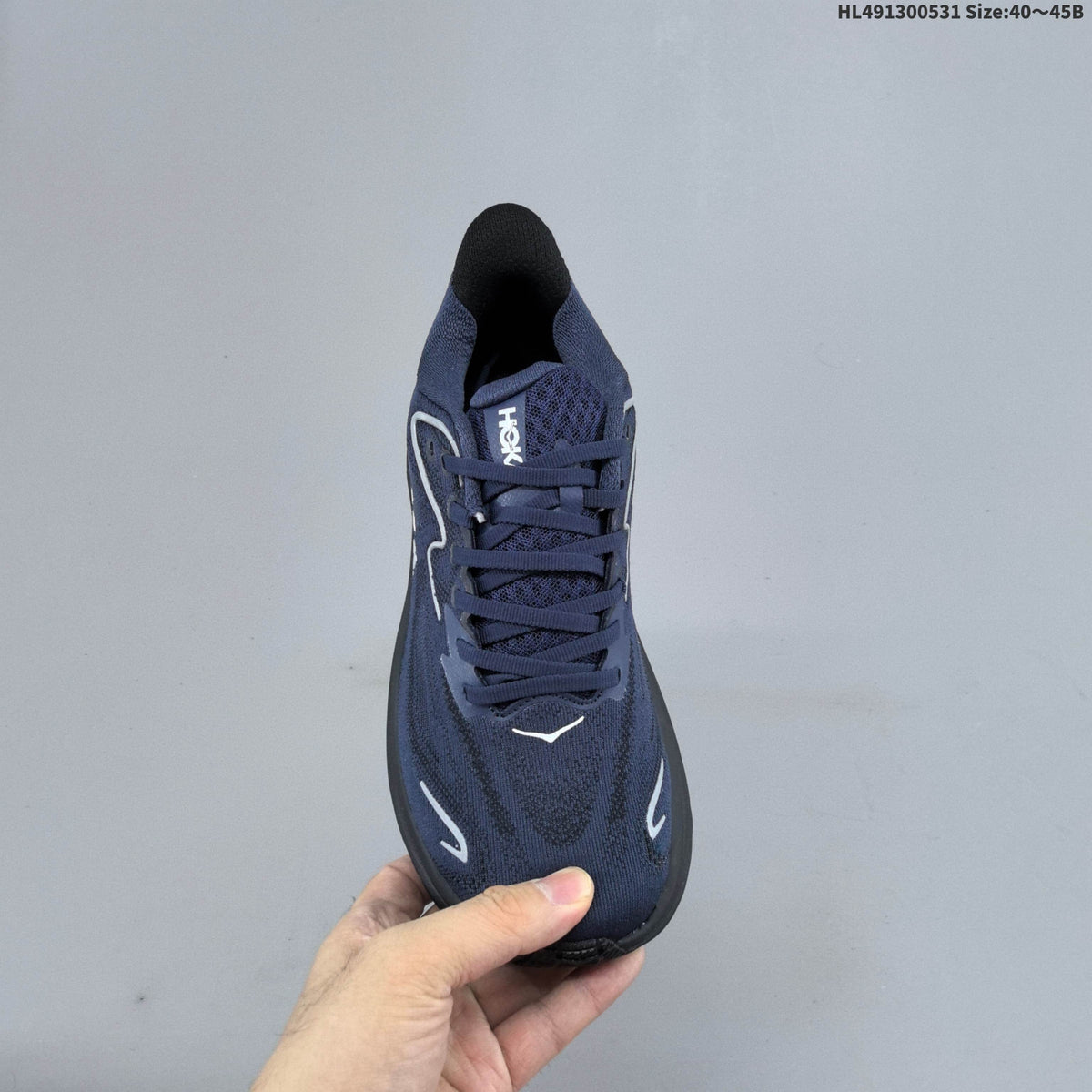 Navy and Black HOKA Clifton 10 Running Shoes - product image from the listing.