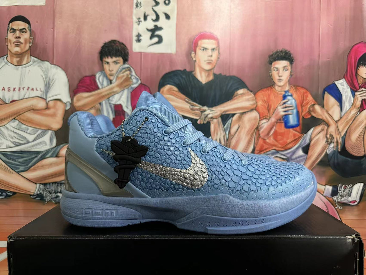 Cool Blue Gray Nike Kobe 6 Basketball Shoes - product image from the listing.