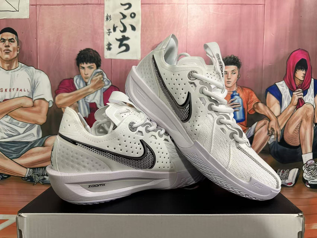 White and Silver Nike GT Cut 3 Basketball Shoes - product image from the listing.