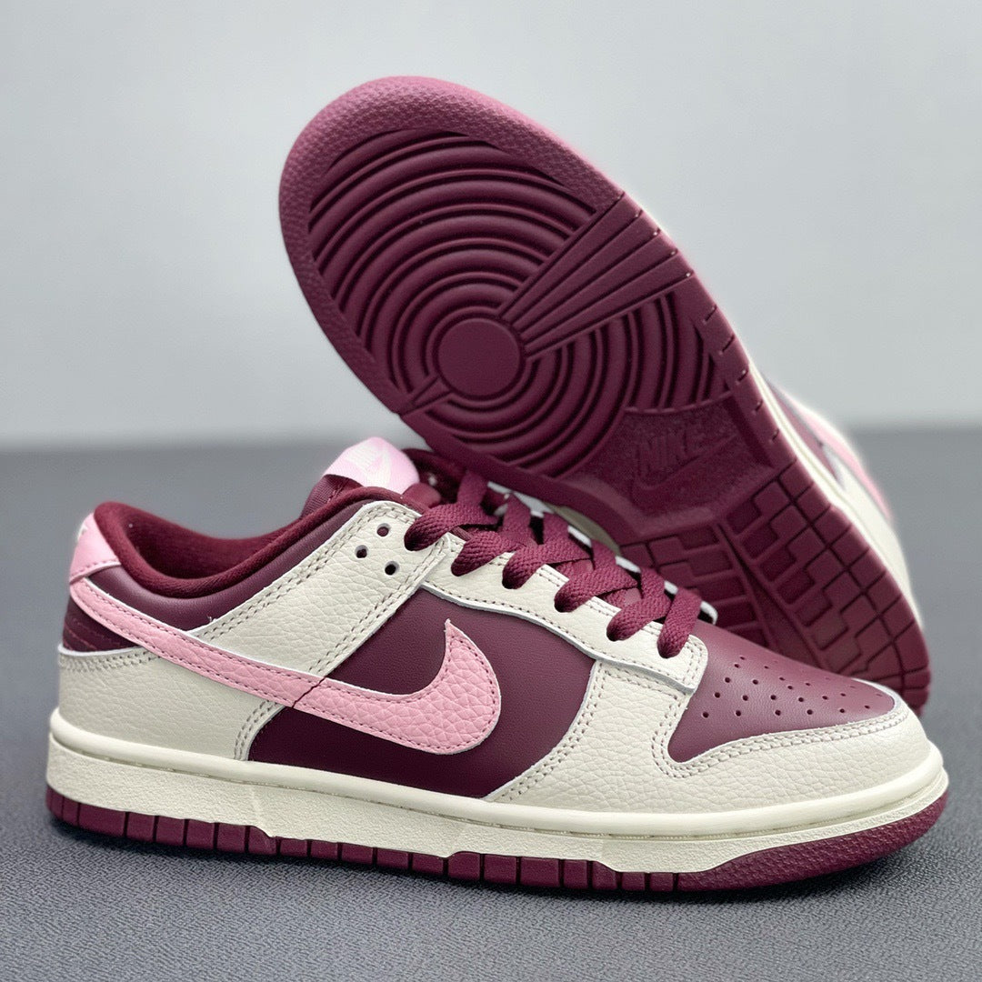 Nike Dunk Low Valentine's Day Sneakers in Burgundy Pink DR9705-100 - product image from the listing.