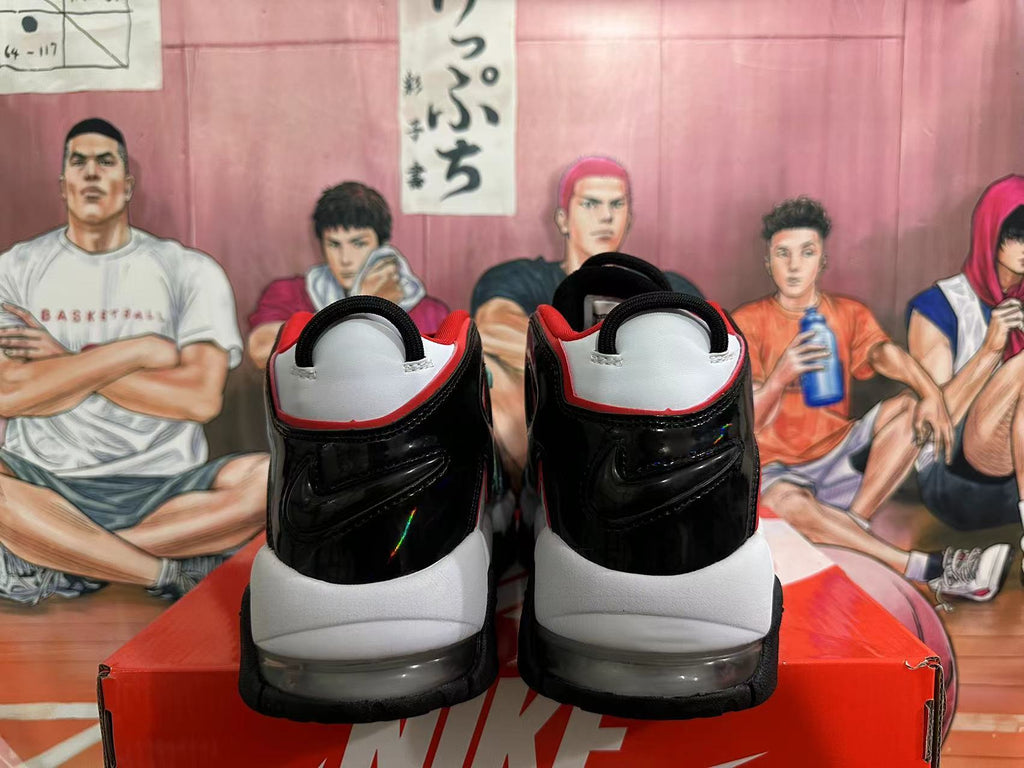 Nike Air More Uptempo Basketball Sneakers in White Black - product image from the listing.