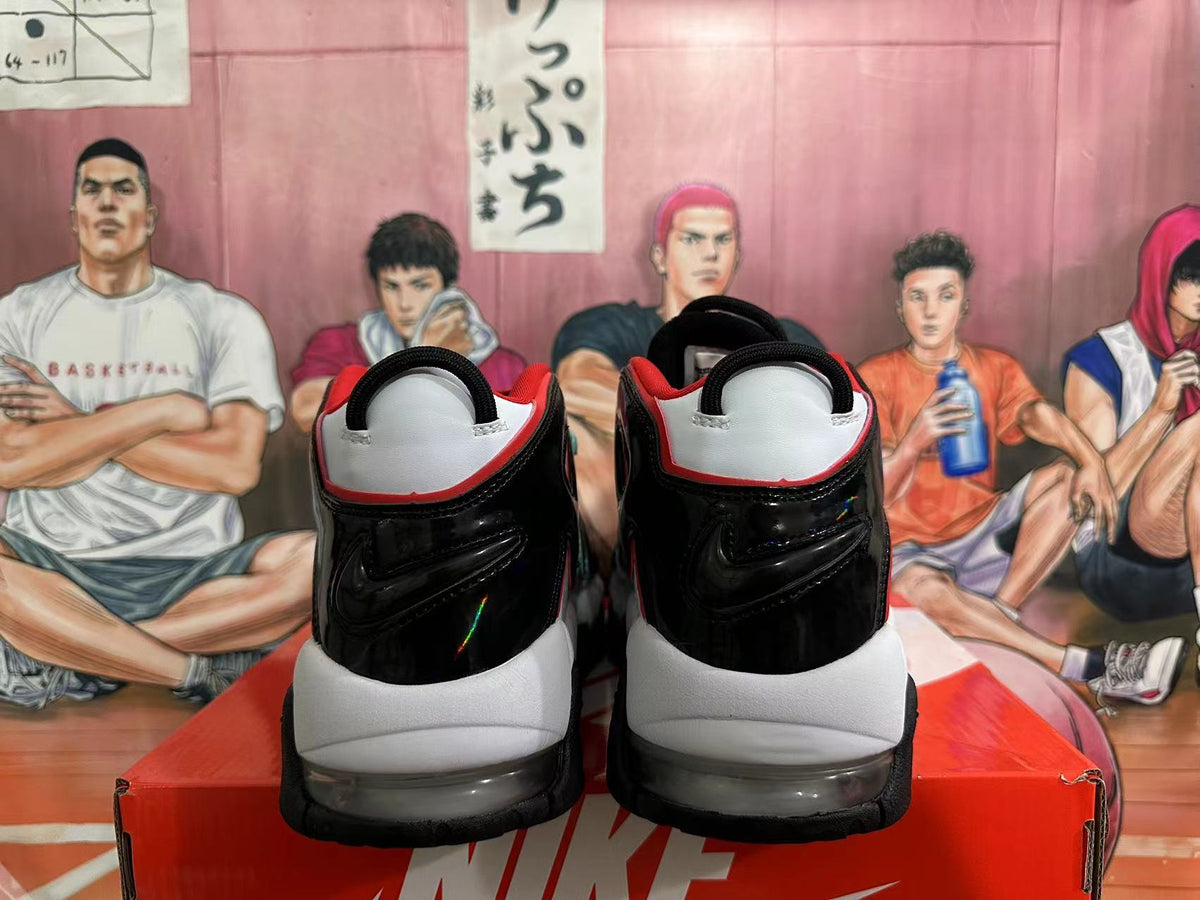 Nike Air More Uptempo Basketball Sneakers in White Black - product image from the listing.