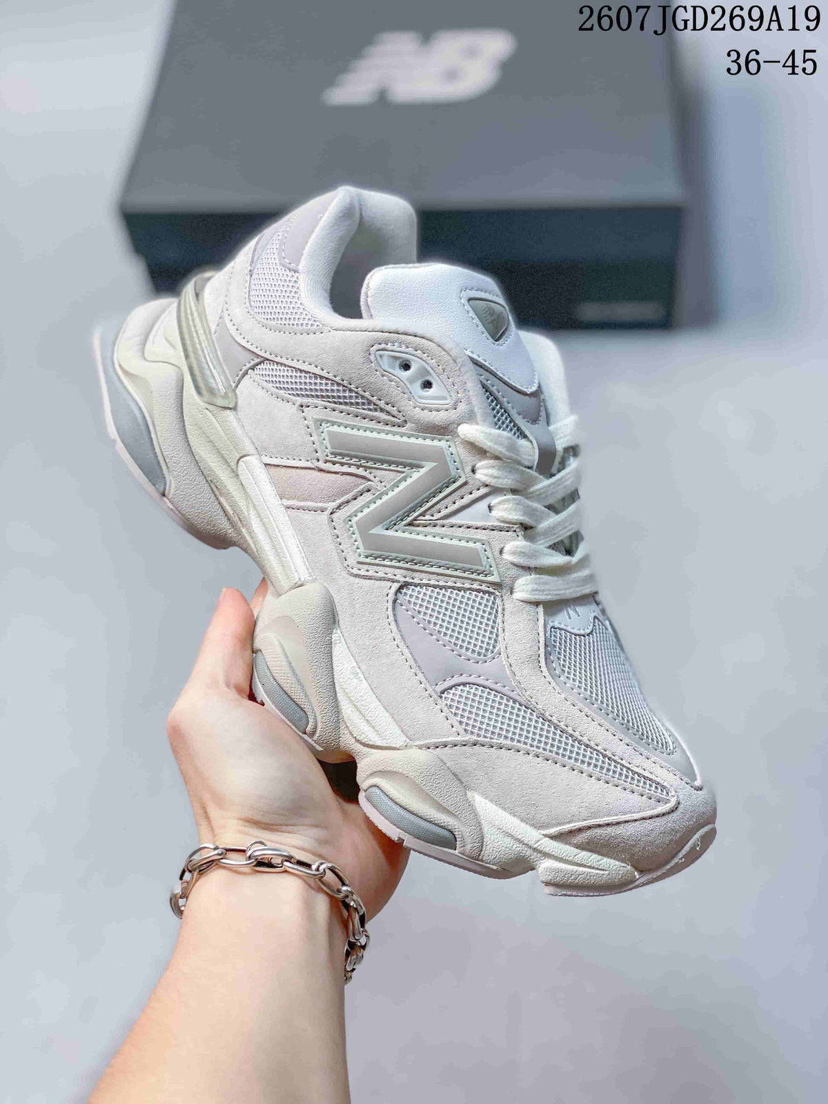 New Balance 9060 Trainers White with Mint Accents - product image from the listing.