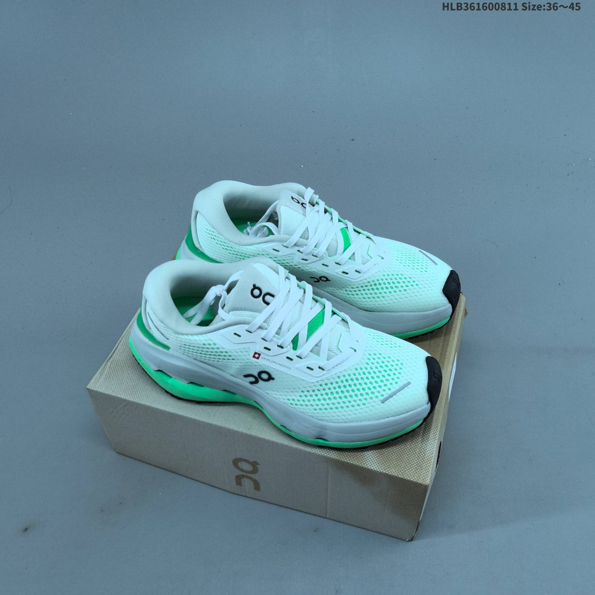 On Cloudrunner 3 Max Running Shoes in White Green - product image from the listing.