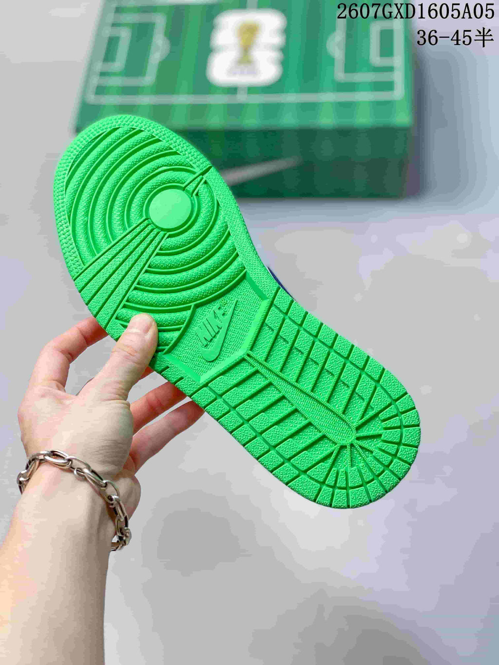 Air Jordan 1 Low Green Yellow Blue Sneakers - product image from the listing.