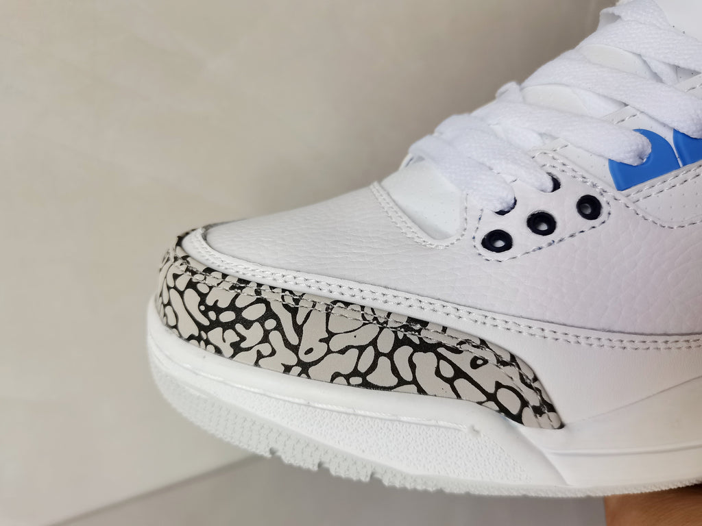 Air Jordan 3 Retro White Blue Sneakers - product image from the listing.