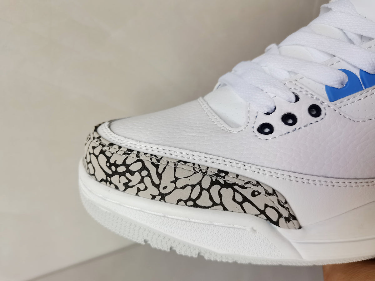 Air Jordan 3 Retro White Blue Sneakers - product image from the listing.