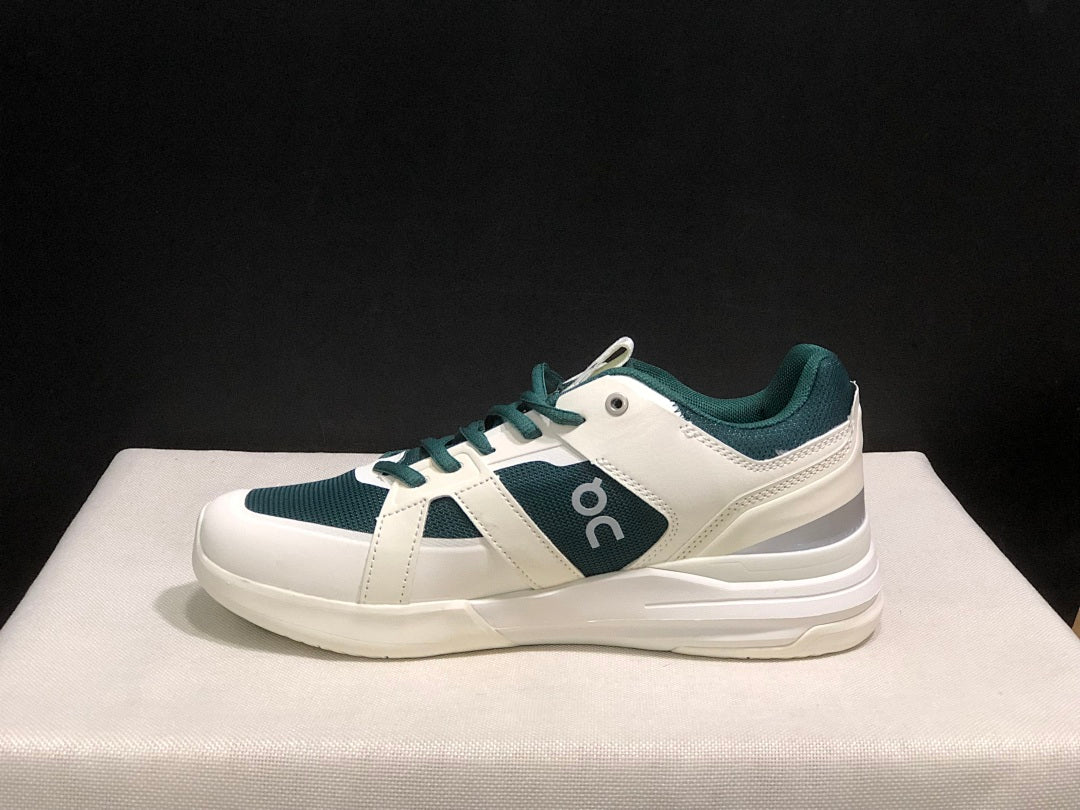 On The Roger Clubhouse Pro Sneakers in White Dark Green - product image from the listing.
