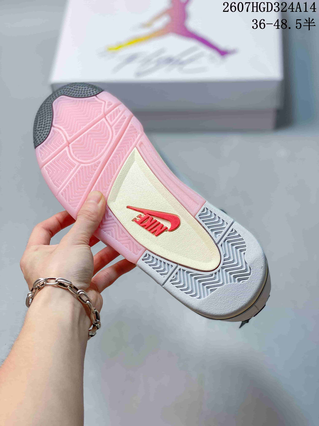 Air Jordan 4 Retro Comic White Black Pink Sneakers - product image from the listing.