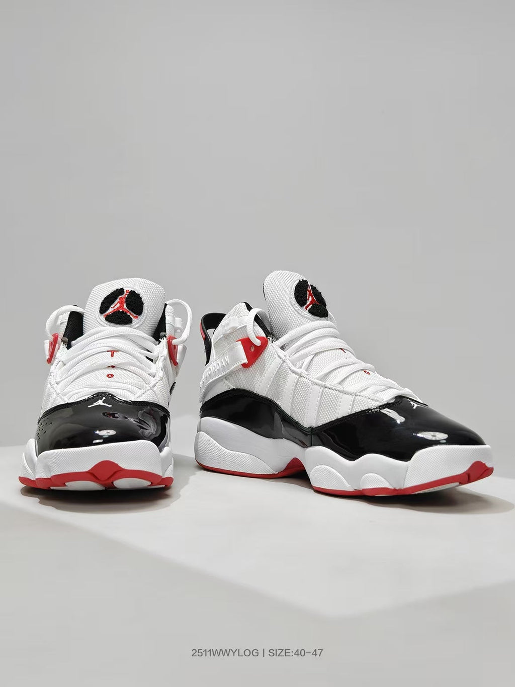 Air Jordan 6 White Black Red Sneakers - product image from the listing.