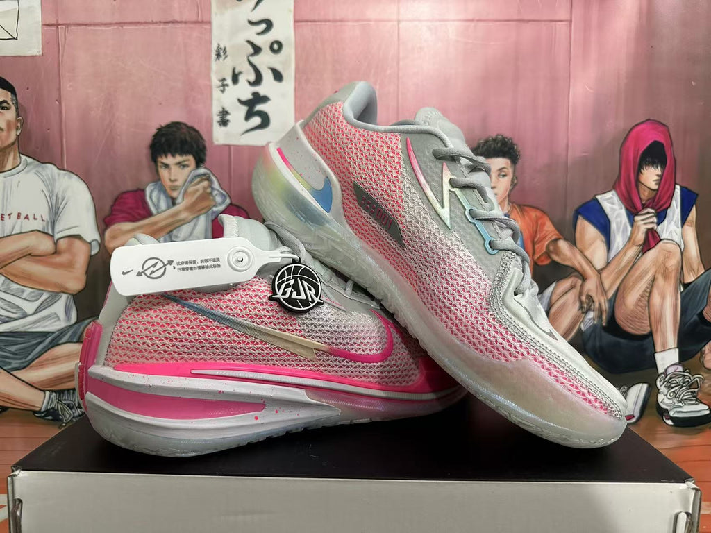 Gray and Pink Nike GT Basketball Shoes - product image from the listing.