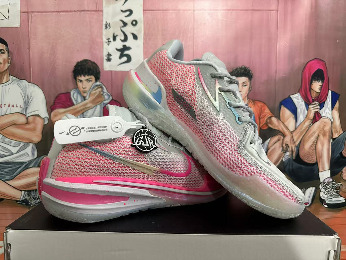 Gray and Pink Nike GT Basketball Shoes - product image from the listing.