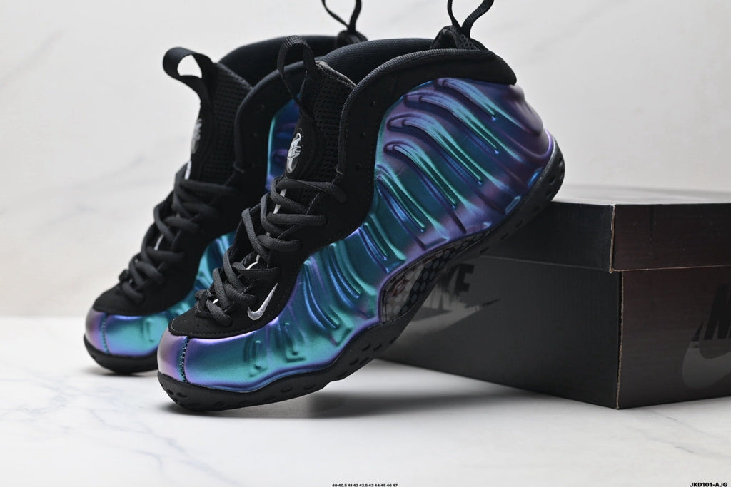 Nike Air Foamposite One Penny Hardaway Sneakers in Black Blue Purple - product image from the listing.