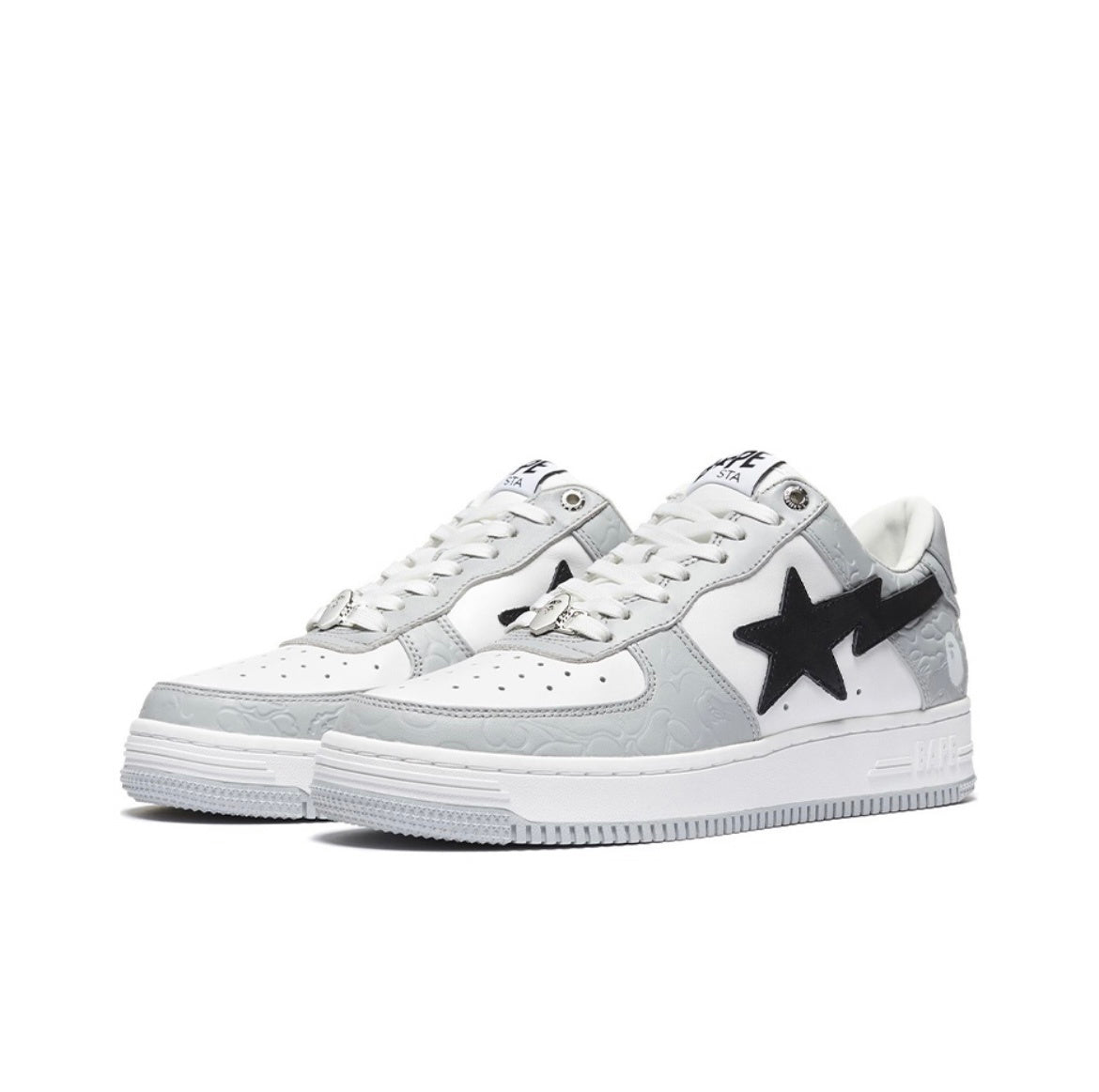 Gray and White BAPE STA Low Sneakers - product image from the listing.