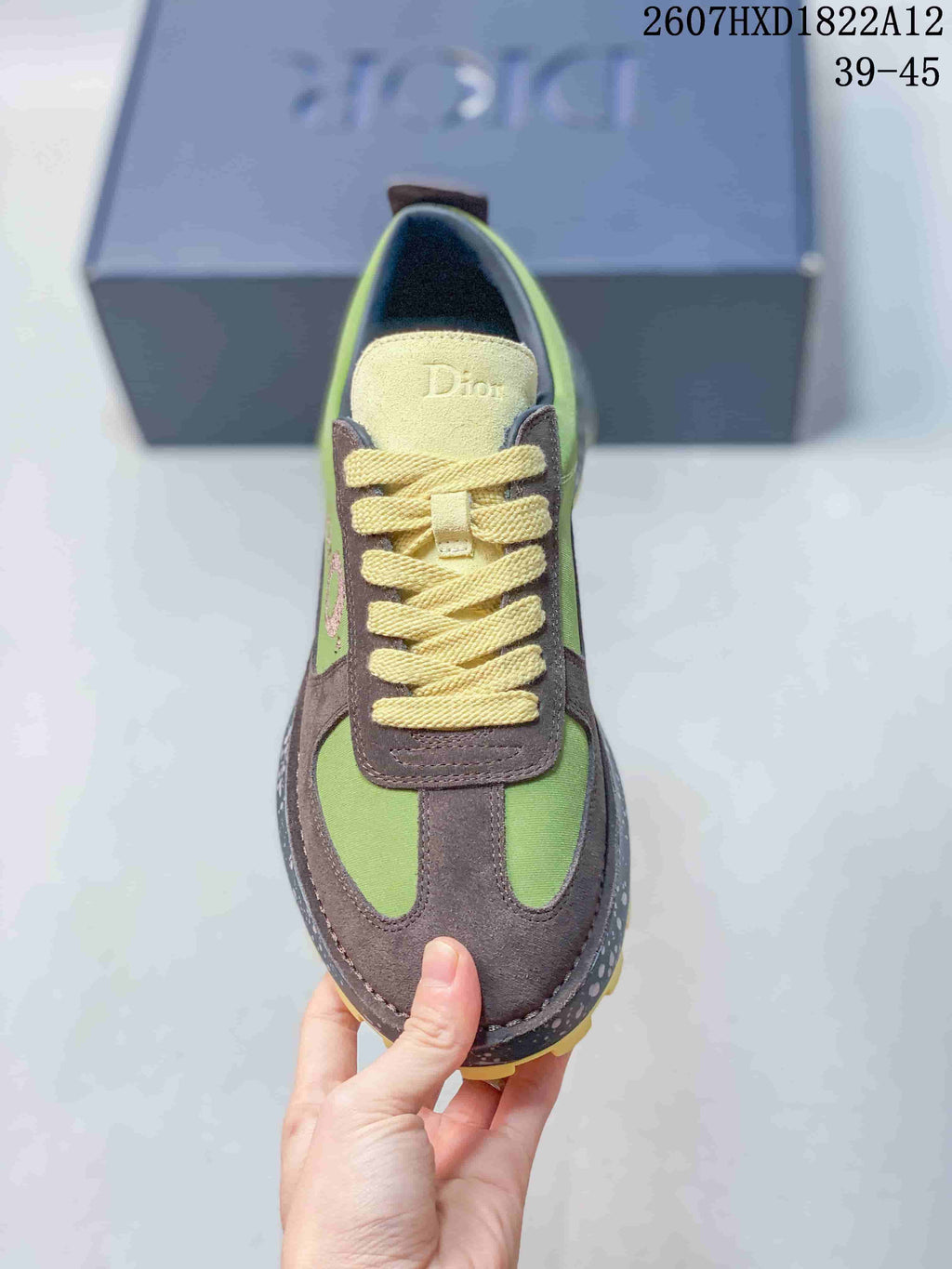 Dior Squash Sneakers in Green and Brown 2607HXD1822A12 - product image from the listing.