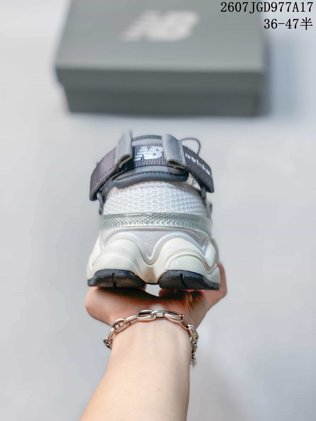 New Balance 9060 Grey White Mule Trainers - product image from the listing.