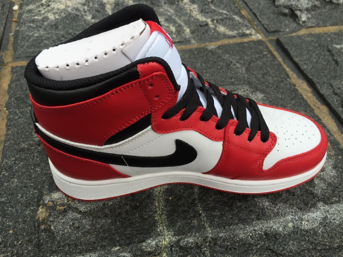 Women's Air Jordan 1 High-Top Sneakers White Black Red - product image from the listing.