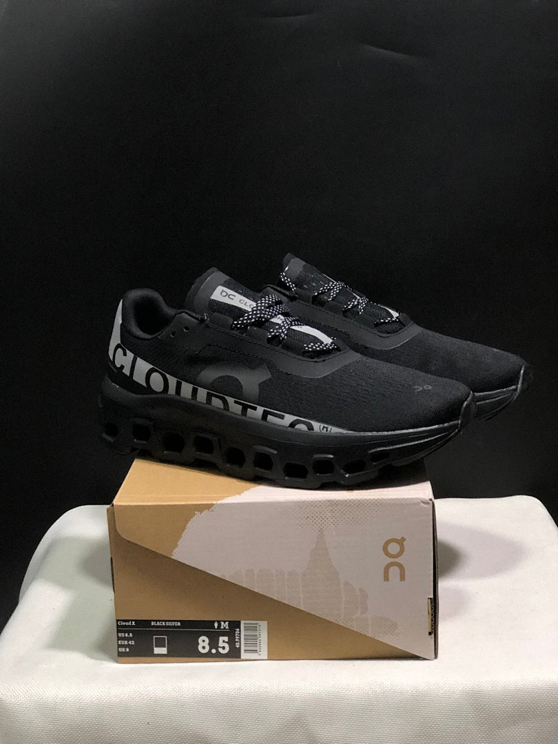 Black and Silver On Cloud X Sneakers - product image from the listing.