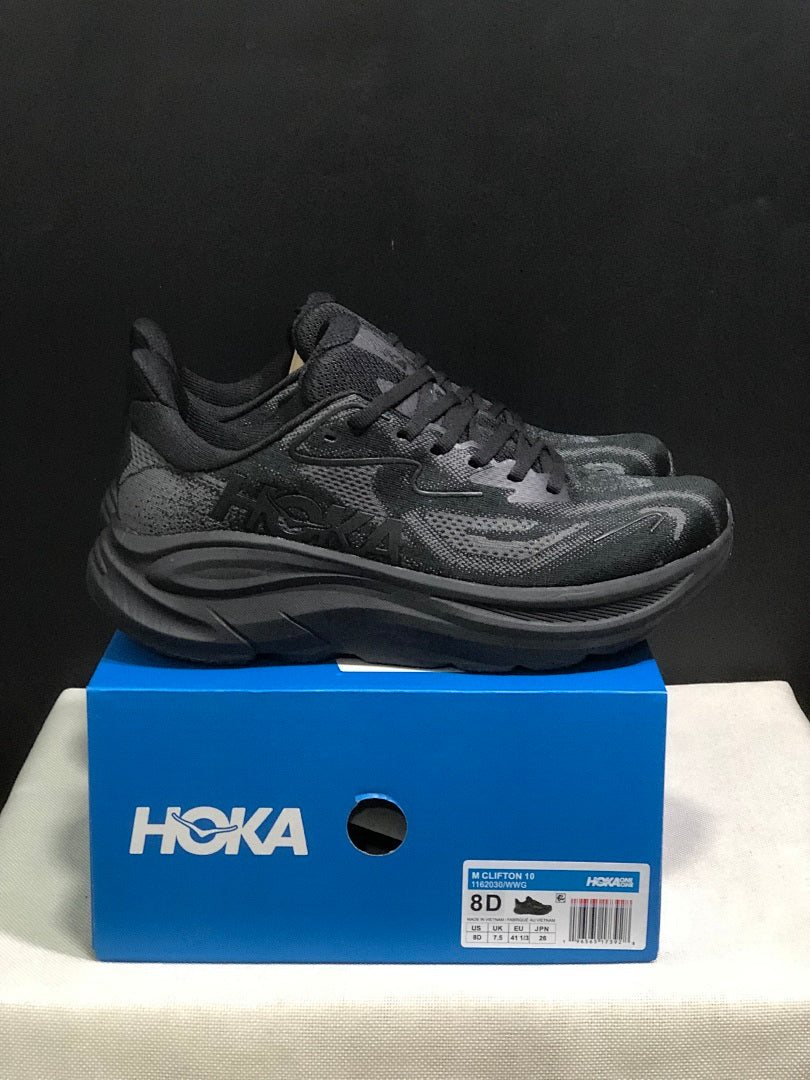 HOKA Clifton 10 Running Sneakers in Black - product image from the listing.