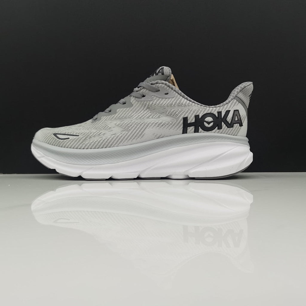 HOKA Clifton 9 Running Shoes in Gray - product image from the listing.