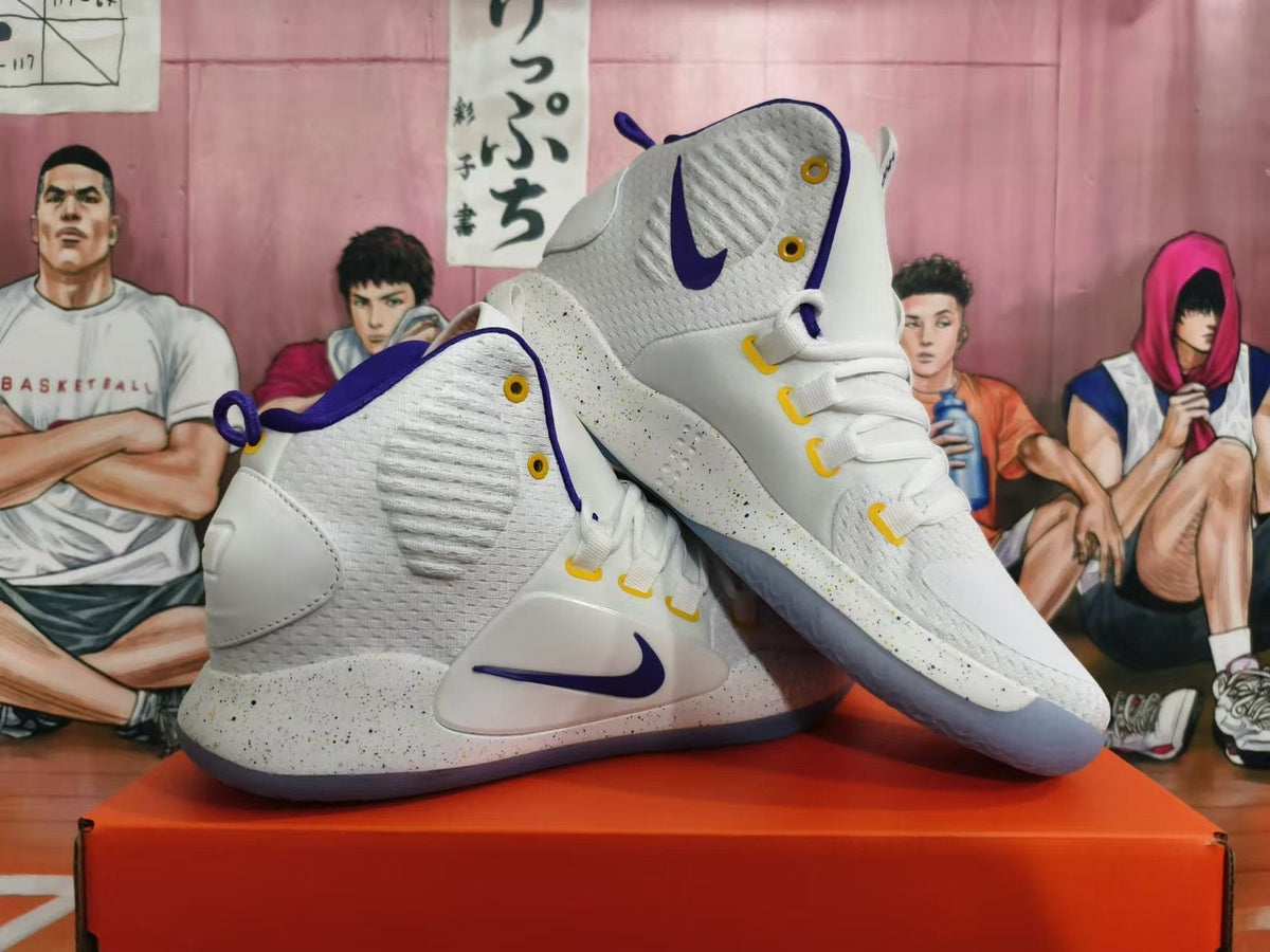 Nike Hyperdunk Basketball Shoes, White, in Yellow and Purple - product image from the listing.