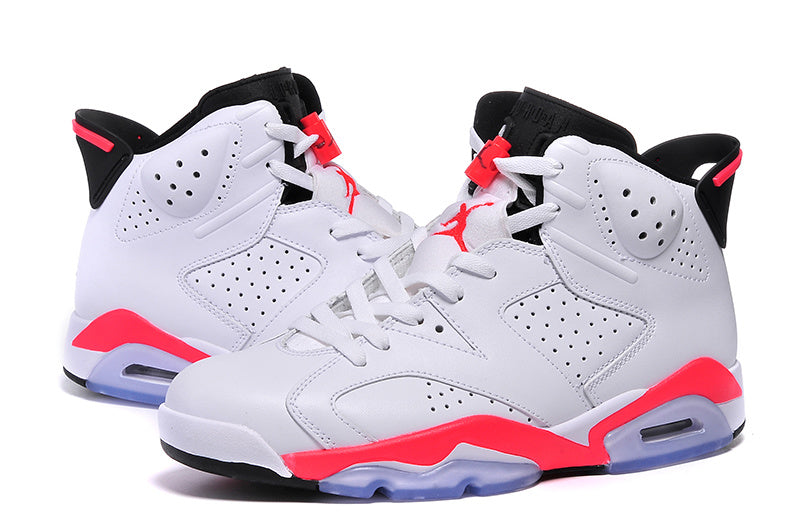 White and Infrared Basketball Sneakers - Air Jordan 6 High - product image from the listing.