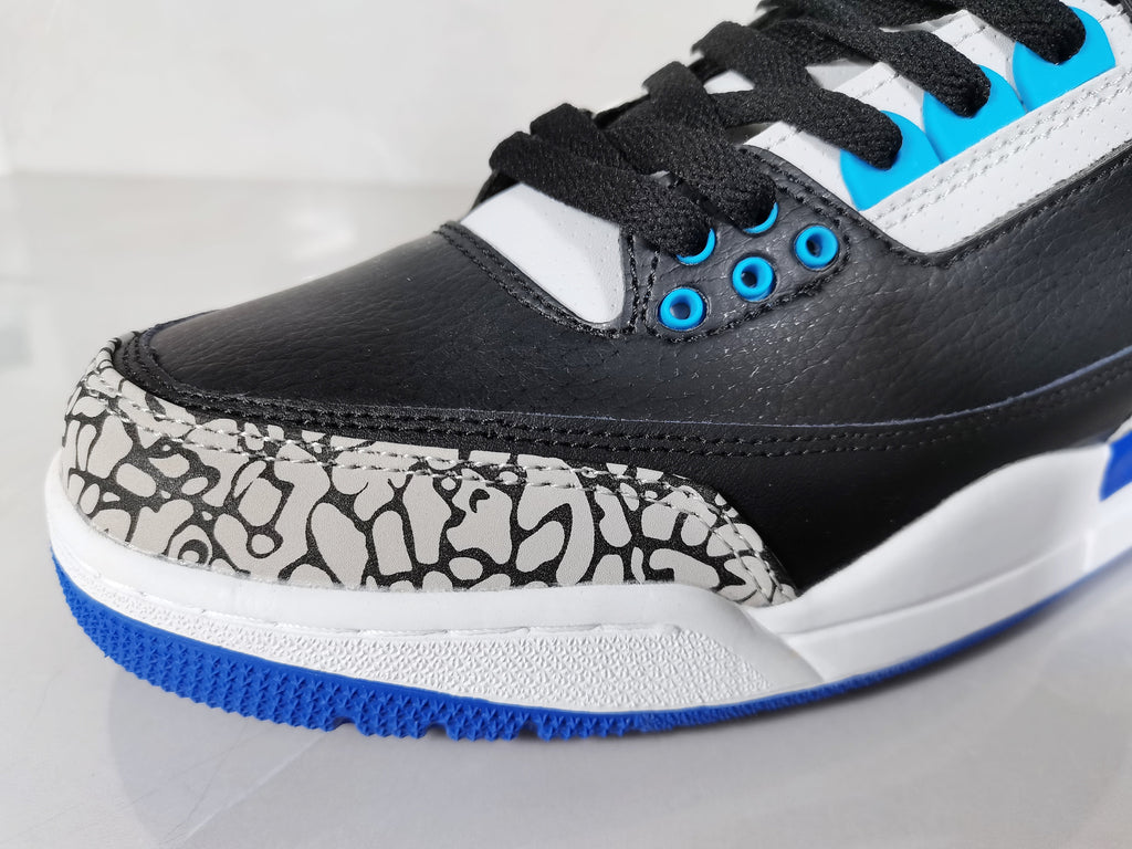 Black Blue Elephant Print Sneakers - Air Jordan 3 Retro - product image from the listing.