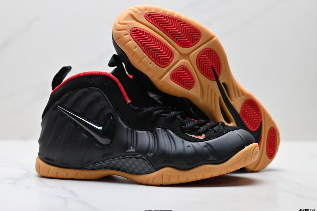 Nike Air Foamposite One Sneakers in Black Red Gum - product image from the listing.
