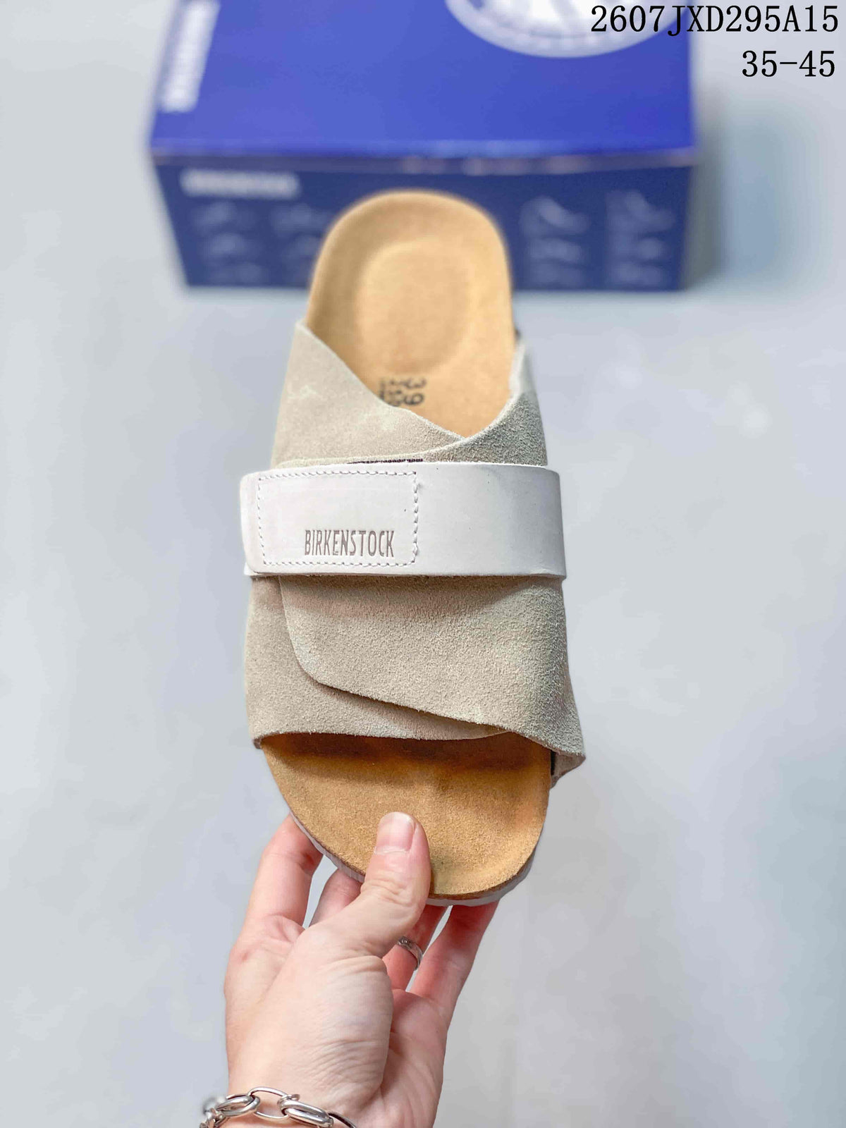 Beige Birkenstock Boston Suede Sandals - product image from the listing.