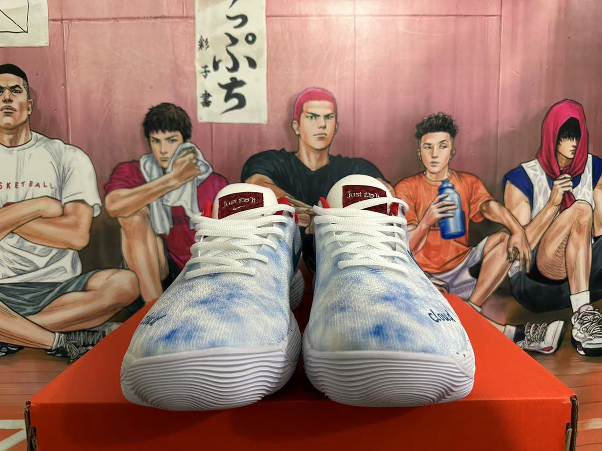 Nike Basketball Sneakers in White, in Blue and Red - product image from the listing.
