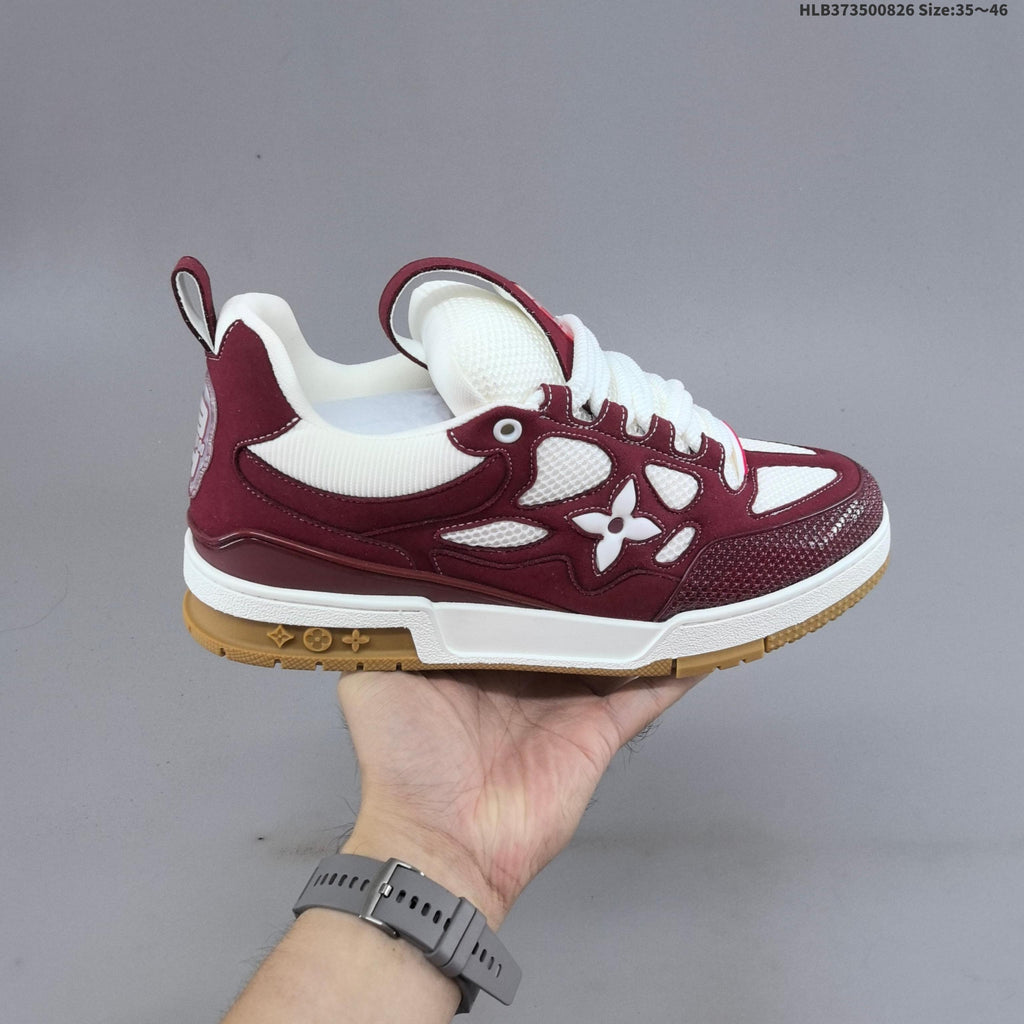 Burgundy and White Louis Vuitton Trainer-Style Sneakers - product image from the listing.