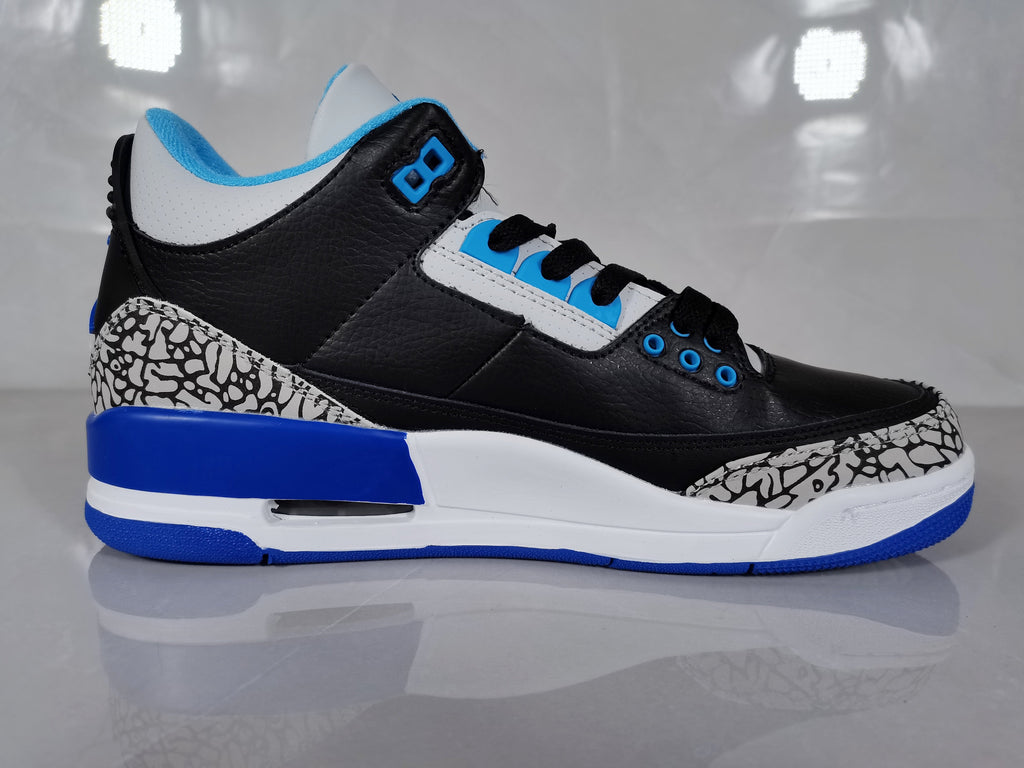 Black Blue Elephant Print Sneakers - Air Jordan 3 Retro - product image from the listing.