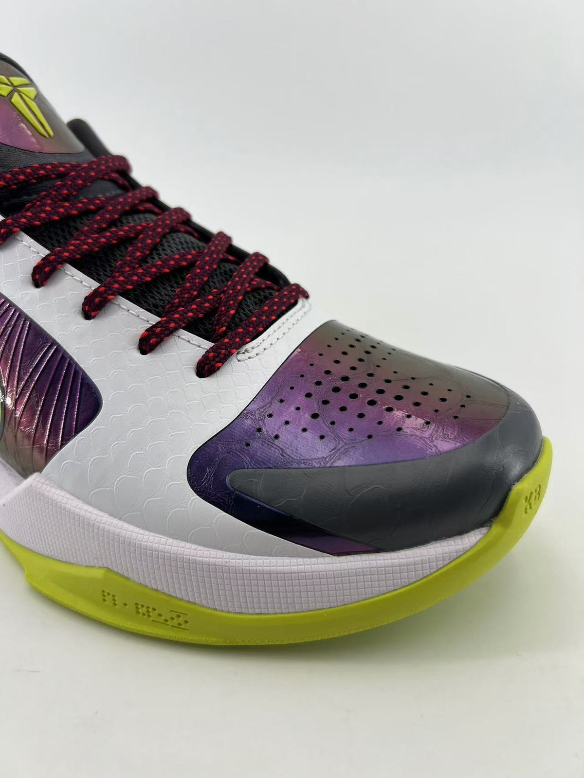 Nike Kobe 5 Protro Basketball Shoes in White Purple Volt CD4991-100 - product image from the listing.