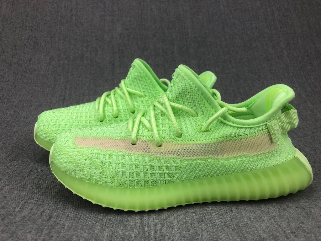 Adidas Yeezy Boost 350 V2 Kids Sneakers in Glow in Green - product image from the listing.