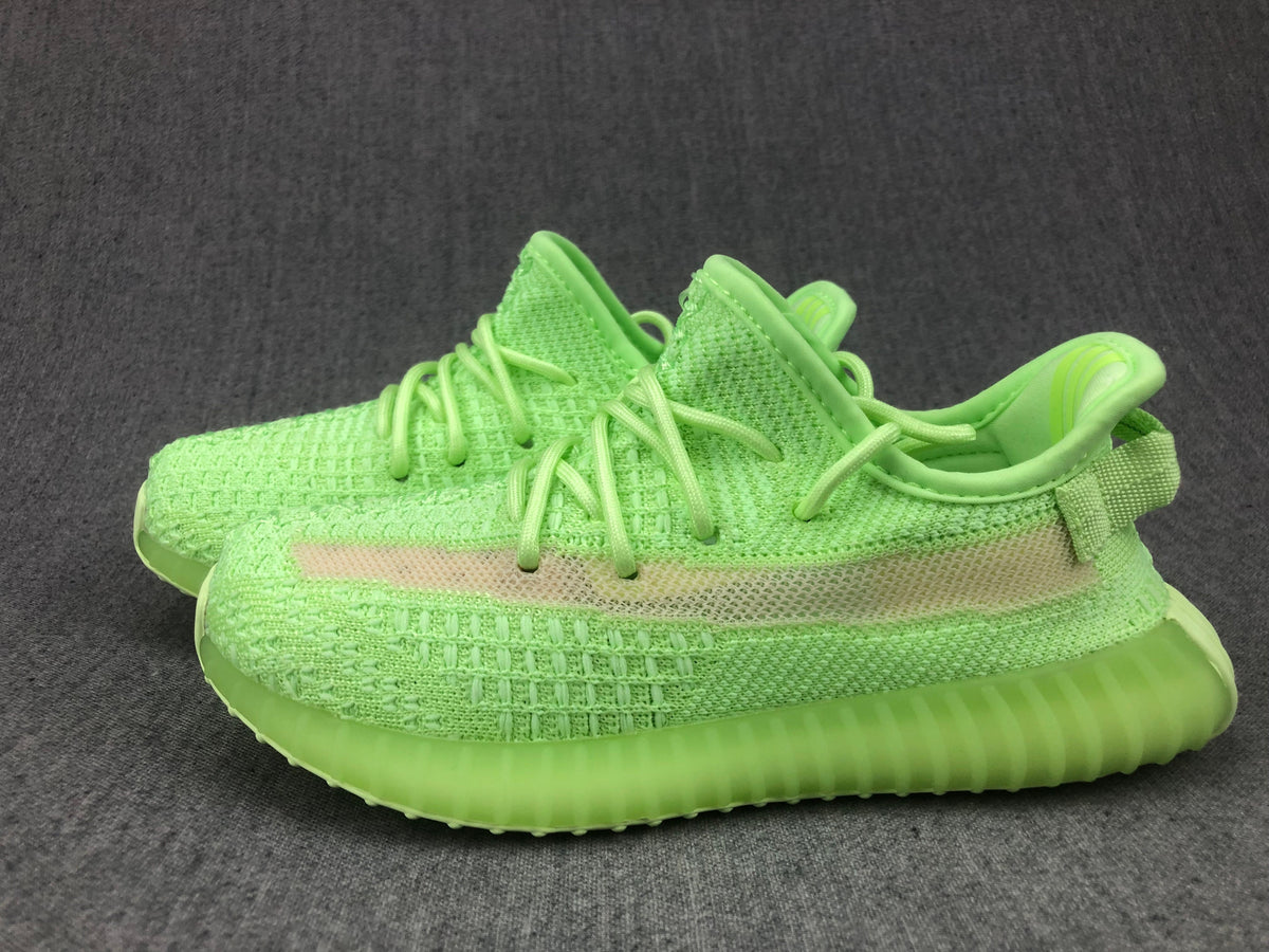 Adidas Yeezy Boost 350 V2 Kids Sneakers in Glow in Green - product image from the listing.