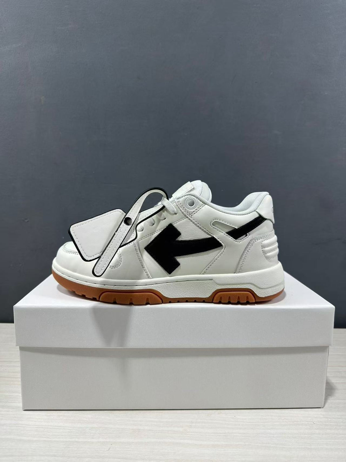 Off-White Out Of Office Sneakers in White Black OMIA189C99LEA0110110 - product image from the listing.