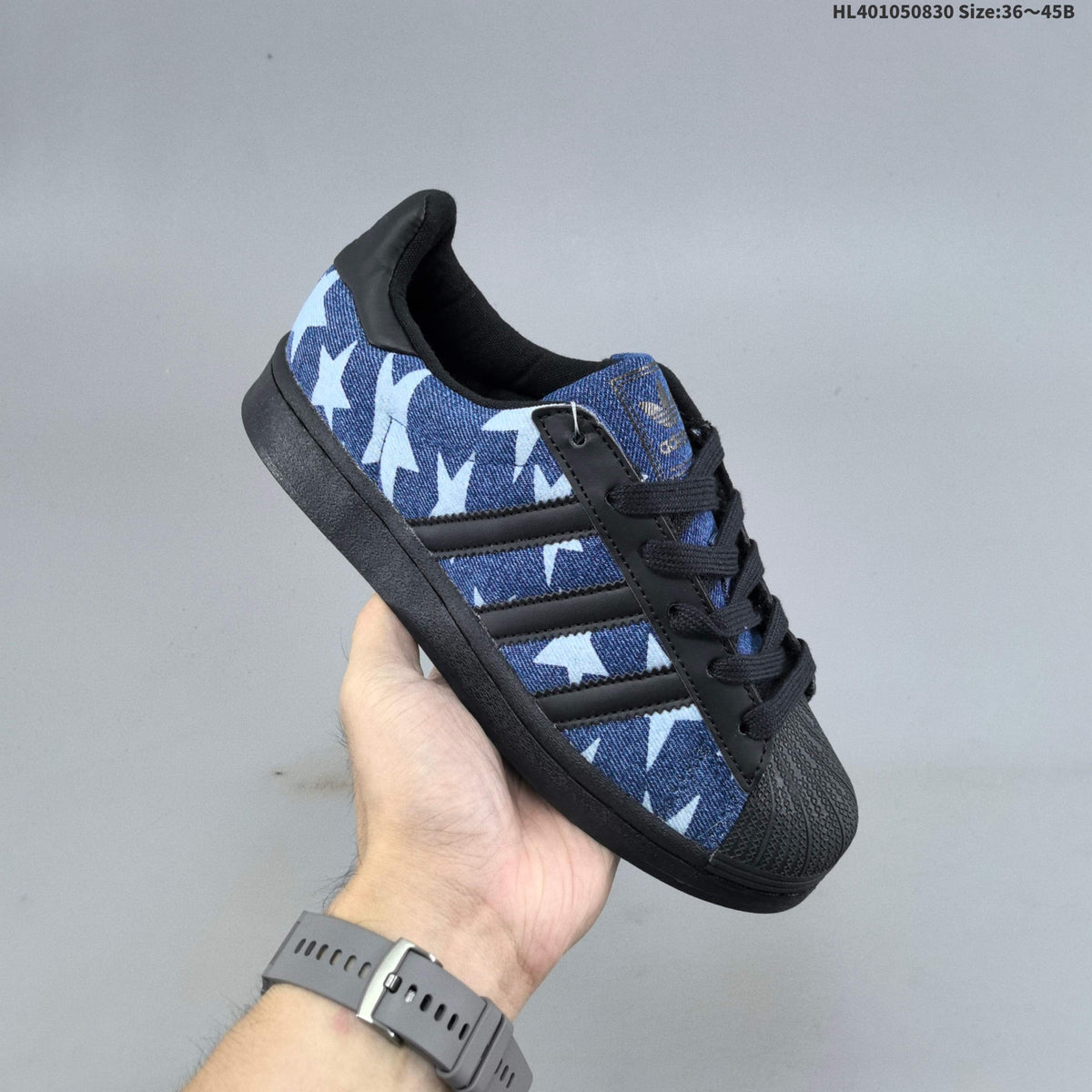 Adidas Originals Superstar Low-Cut Sneakers, Black Graphic - product image from the listing.