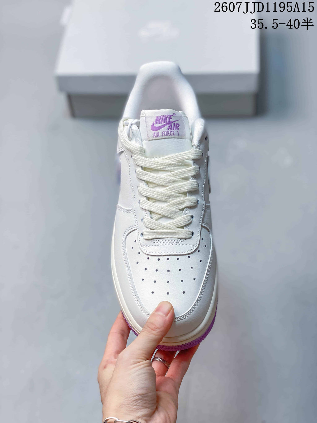 Nike Air Force 1 '07 Low Sneakers in White Purple HV440 - product image from the listing.