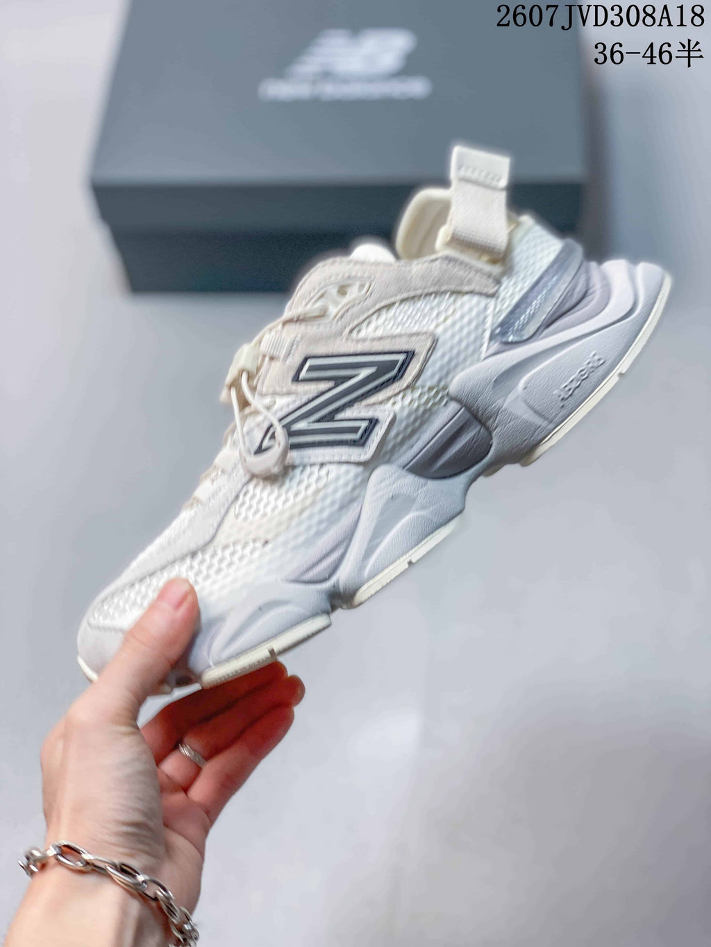 New Balance 9060 Sneakers in White Gray 2607JVD308A18 - product image from the listing.