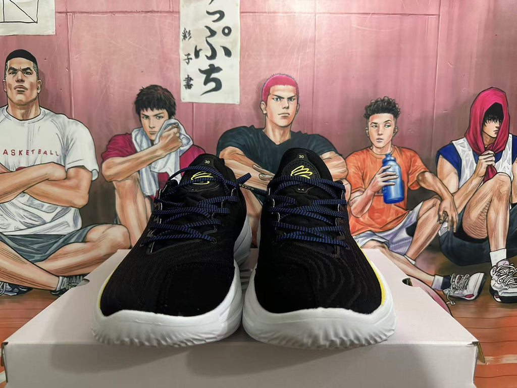 Basketball Shoes in Black, in Yellow and Blue - product image from the listing.