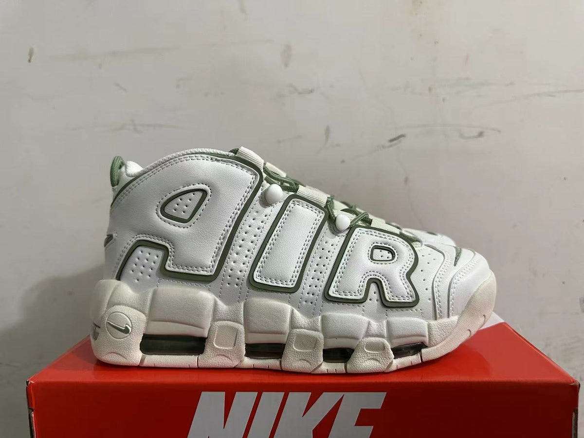 Nike Air More Uptempo Sneakers in White Green - product image from the listing.
