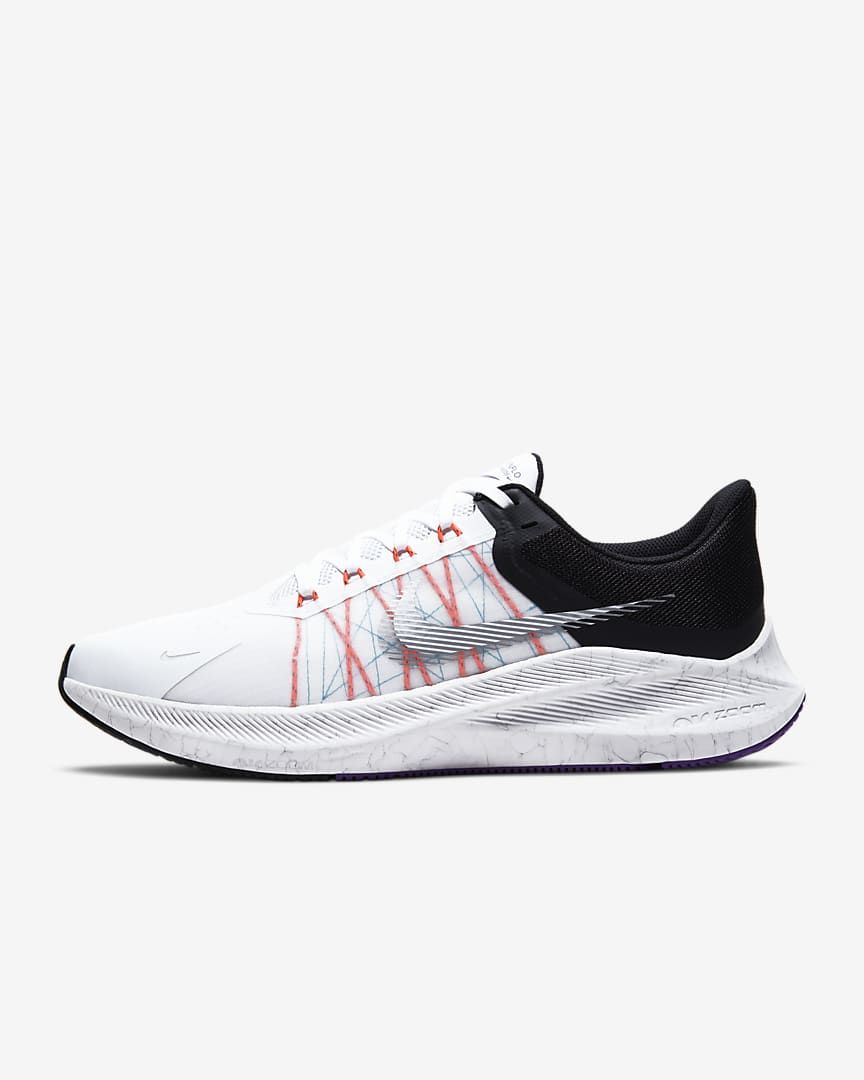 Nike Zoom Winflo 8 Running Shoes in White Black CW3419-101 - product image from the listing.